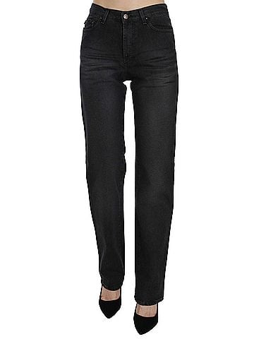 Roberto Cavalli Black Washed High Waist Straight Denim Pants Women's Jeans (view 1)