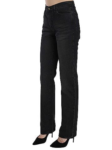 Roberto Cavalli Black Washed High Waist Straight Denim Pants Women's Jeans (view 2)
