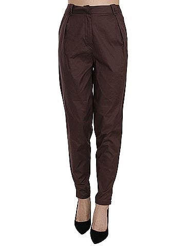 Roberto Cavalli Brown High Waist Tapered Formal Trousers Women's Pants (view 1)