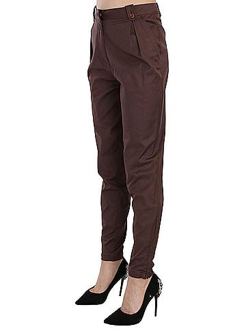 Roberto Cavalli Brown High Waist Tapered Formal Trousers Women's Pants (view 2)