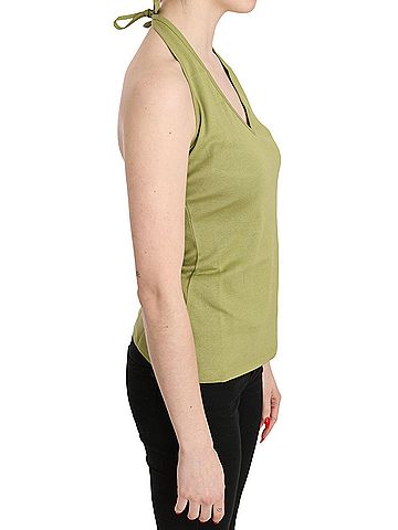 GF Ferre Green Halter Cotton Sleeveless Casual Tank Top Women's Blouse (view 2)