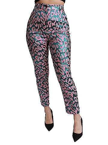 Dolce & Gabbana Basic Multicolor Patterned Cropped High Waist Women's Pants (view 1)