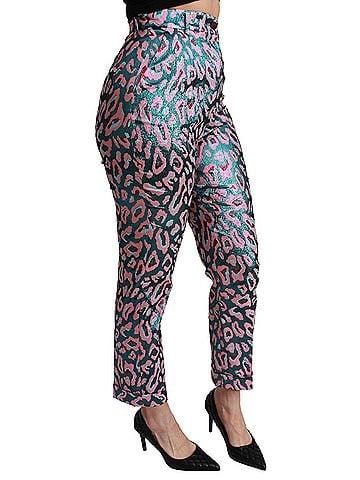 Dolce & Gabbana Basic Multicolor Patterned Cropped High Waist Women's Pants (view 2)