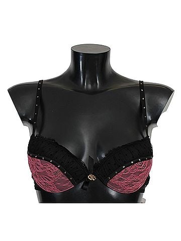 Roberto Cavalli Black Pink Lace Push Up Bra Women's Underwear (view 1)
