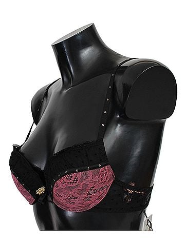 Roberto Cavalli Black Pink Lace Push Up Bra Women's Underwear (view 2)