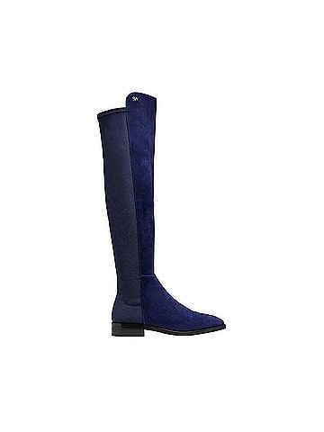 Stuart Weitzman Women's Keelan Dark Blue Suede With Logo Over The Knee Boots (36.5 EU / 6 B US) (view 1)