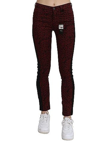 Costume National Dark Red Mid Waist Slim Fit Cotton Women's Jeans (view 1)