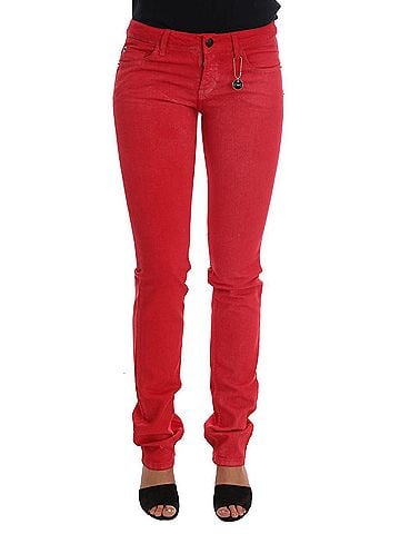 Costume National Red Cotton Stretch Slim Women's Jeans (view 1)