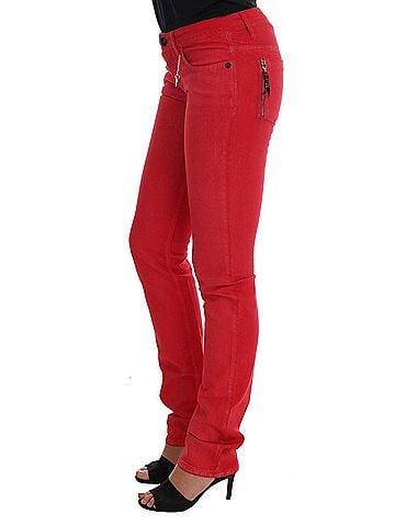Costume National Red Cotton Stretch Slim Women's Jeans (view 2)