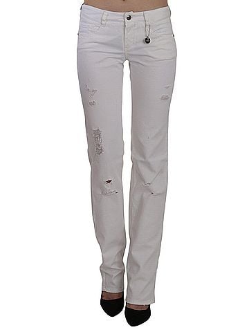 Costume National White Cotton Slim Fit Straight Jeans Women's Pants (view 1)