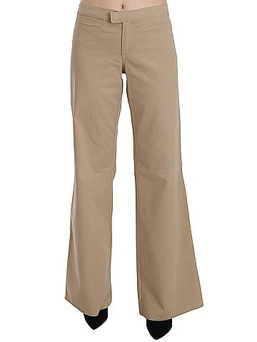 Roberto Cavalli Beige Cotton Mid Waist Flared Trousers Women's Pants (view 1)