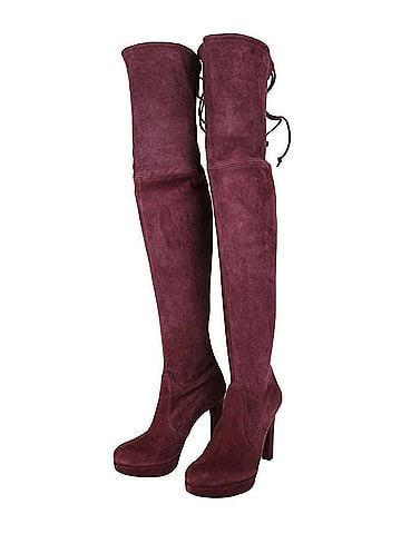 Stuart Weitzman Women's Bordeaux Suede Over-the-knee Platform Boot (8 M) (view 2)