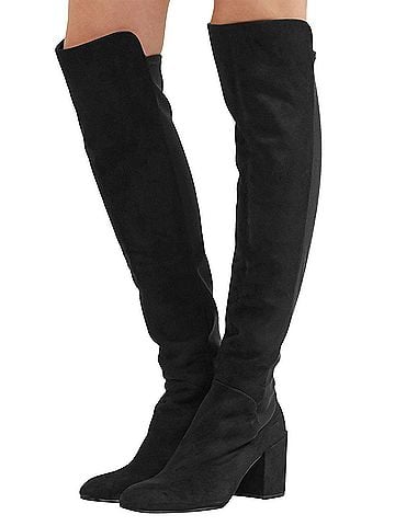 Stuart Weitzman Women's Halftime Stretch-Crepe Black Suede Over-The-Knee Boot (10 US) (view 1)