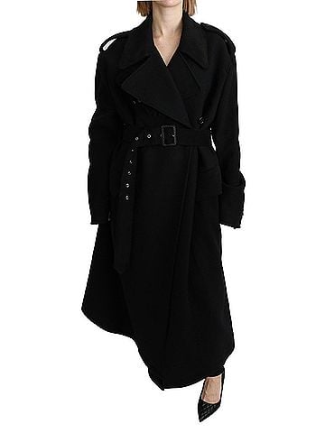 Dolce & Gabbana Basic Virgin Wool Black Blazer Trenchcoat Women's Jacket (view 1)