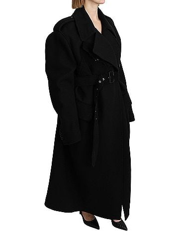 Dolce & Gabbana Basic Virgin Wool Black Blazer Trenchcoat Women's Jacket (view 2)