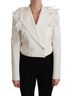 Dolce & Gabbana Basic 100% Cotton Solid White White Double Breasted Coat Wool Women's Jacket Size S - photo 1