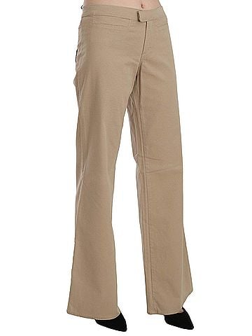 Roberto Cavalli Beige Cotton Mid Waist Flared Trousers Women's Pants (view 2)
