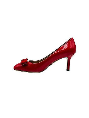 Salvatore Ferragamo Red Leather Bow Heel Pump (6 C) (view 2)