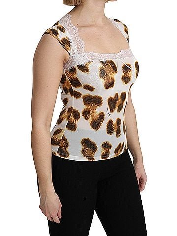 Roberto Cavalli White Brown Camisole Underwear Women's Blouse (view 2)