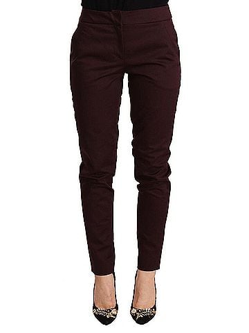 Roberto Cavalli Maroon Mid Waist Skinny Women Trouser Women's Pants (view 1)