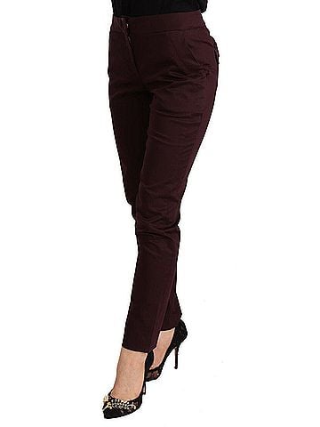 Roberto Cavalli Maroon Mid Waist Skinny Women Trouser Women's Pants (view 2)