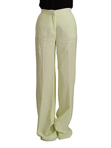 MSGM Yellow Green Cotton High Waist Straight Long Women's Pants (view 1)
