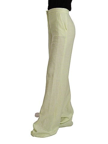 MSGM Yellow Green Cotton High Waist Straight Long Women's Pants (view 2)