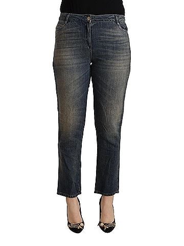 Twinset Blue Washed Cotton Cropped Capri Women Denim Women's Jeans (view 1)
