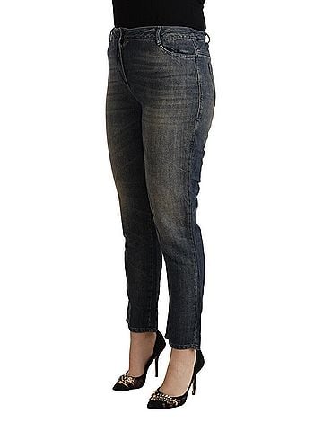 Twinset Blue Washed Cotton Cropped Capri Women Denim Women's Jeans (view 2)