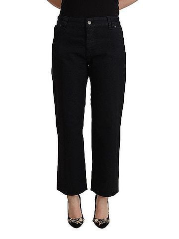 John Galliano Black Cotton Flared Cropped High Waist Denim Women's Jeans (view 1)