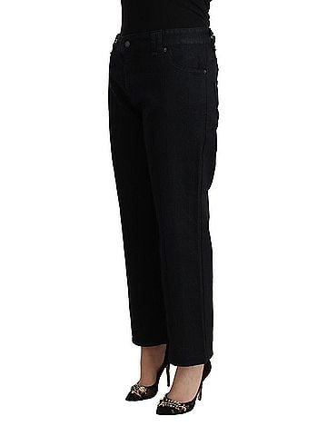 John Galliano Black Cotton Flared Cropped High Waist Denim Women's Jeans (view 2)