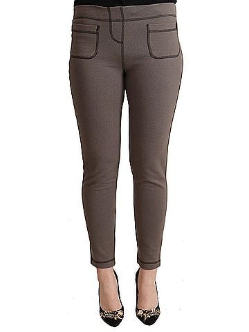 John Galliano Gray Cotton Mid Waist Stretch Leggings Cropped Women's Pants (view 1)