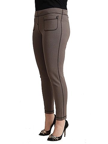 John Galliano Gray Cotton Mid Waist Stretch Leggings Cropped Women's Pants (view 2)