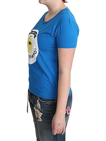 Moschino Blue Cotton Sunny Milano Print Tops Women's T-shirt (view 2)