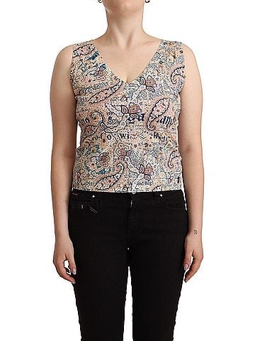 John Galliano Multicolor Cotton Sleeveless V-neck Tank Women's Top (view 1)