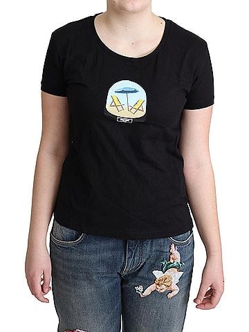 Moschino Black Printed Cotton Short Sleeves Women's T-shirt (view 1)