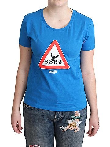 Moschino Blue Cotton Swim Graphic Triangle Women's T-shirt (view 1)