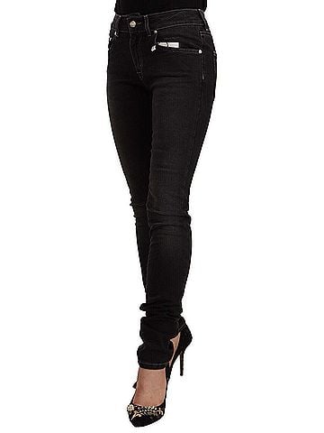 GF Ferre Black Washed Mid Waist Cotton Skinny Slim Fit Women's Jeans (view 2)