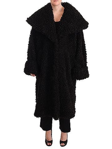 Dolce & Gabbana Basic Black Polyester Fur Trench Coat Women's Jacket (view 1)
