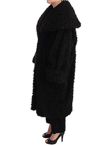 Dolce & Gabbana Basic Black Polyester Fur Trench Coat Women's Jacket (view 2)