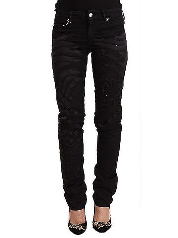 Roberto Cavalli Black Mid Waist Embellished Skinny Women's Jeans (view 1)