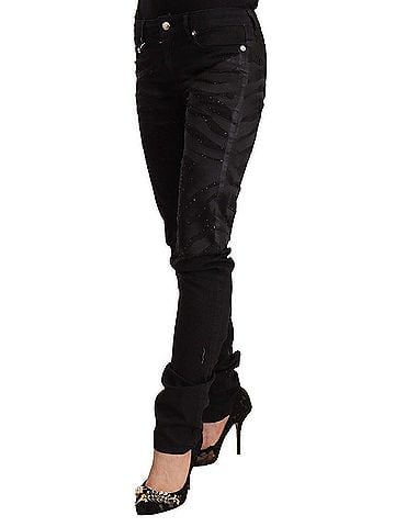 Roberto Cavalli Black Mid Waist Embellished Skinny Women's Jeans (view 2)