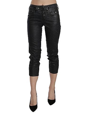 John Galliano Black Washed Mid Waist Slim Leg Cropped Denim Women's Pants (view 1)