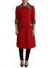 Dolce & Gabbana Basic 100% Silk Solid Red Red Leopard Wool Trenchcoat Women's Jacket Size XXS - photo 1