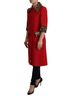 Dolce & Gabbana Basic 100% Silk Solid Red Red Leopard Wool Trenchcoat Women's Jacket Size XXS - photo 2