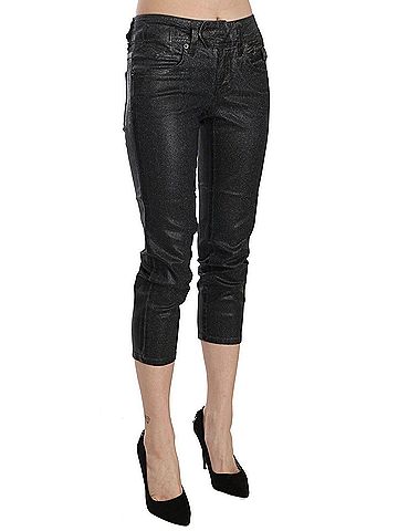 John Galliano Black Washed Mid Waist Slim Leg Cropped Denim Women's Pants (view 2)
