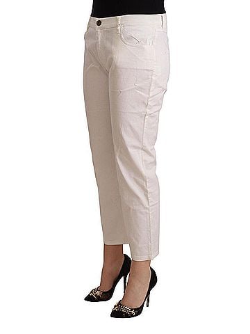 L'autre Chose White Cotton Mid Waist Cropped Denim Women's Jeans (view 2)
