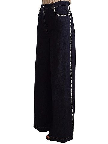 Dolce & Gabbana Basic Dark Blue Crystal Embellished Flare Women's Jeans (view 2)