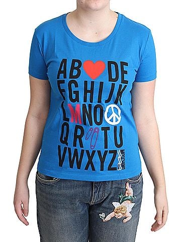 Moschino Blue Cotton Alphabet Letter Print Women's Tops (view 1)
