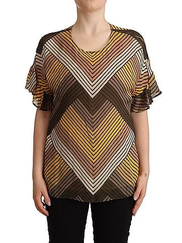 Twinset Multicolor Stripes Short Sleeves Round Neck Top Women's Blouse (view 1)